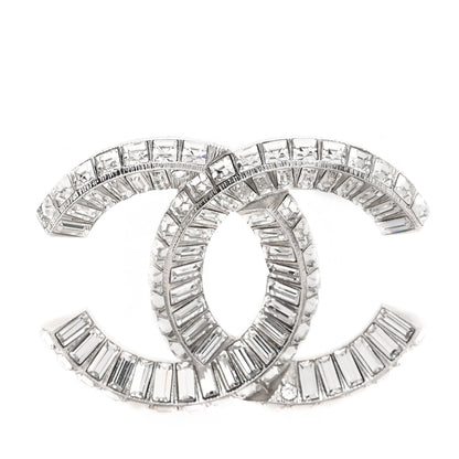 Chanel Baguette Crystal CC Brooch Silver 1 of 4