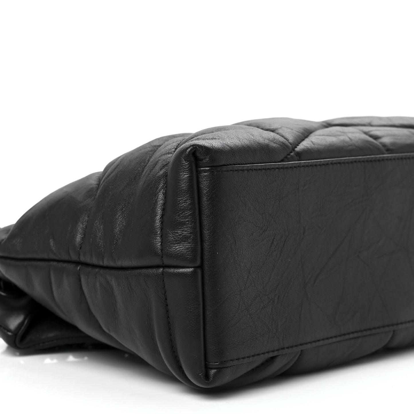 Lambskin Quilted Small Loulou Puffer Monogram Chain Satchel Black