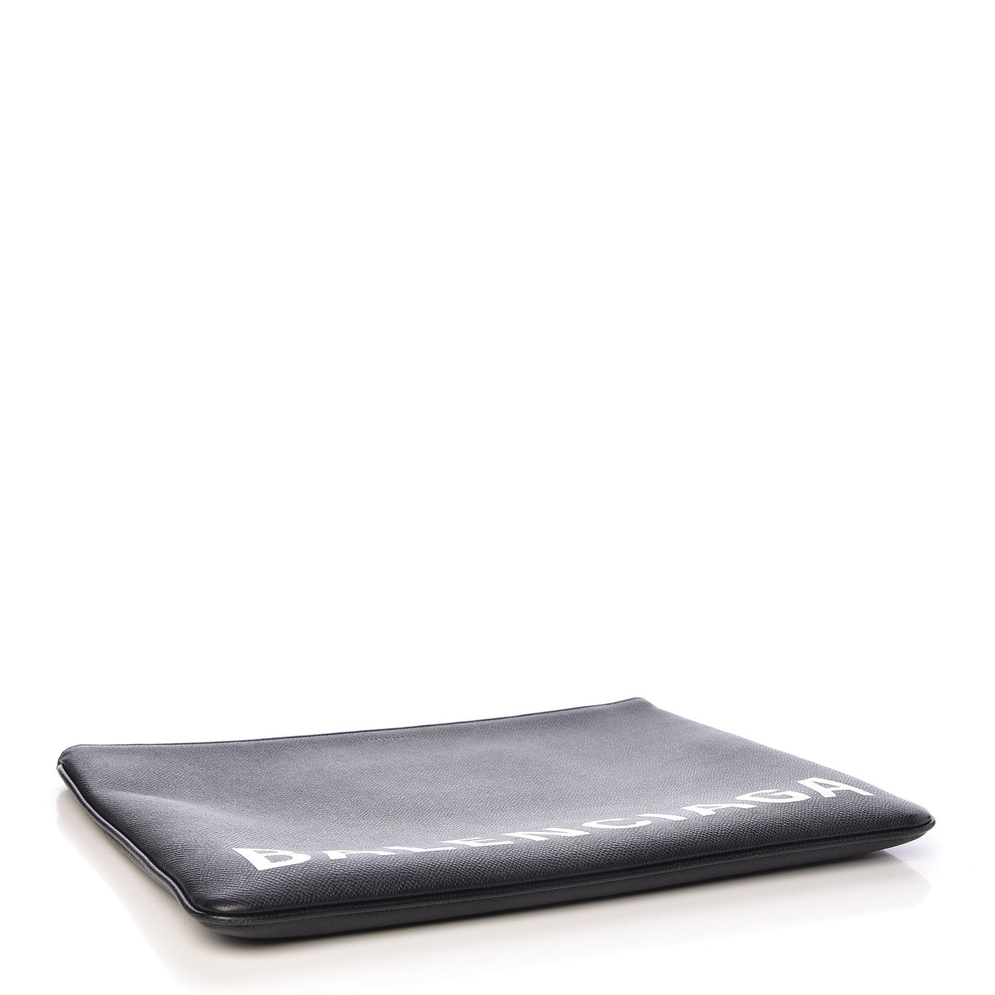 Calfskin Ville Logo Zip Pouch Black