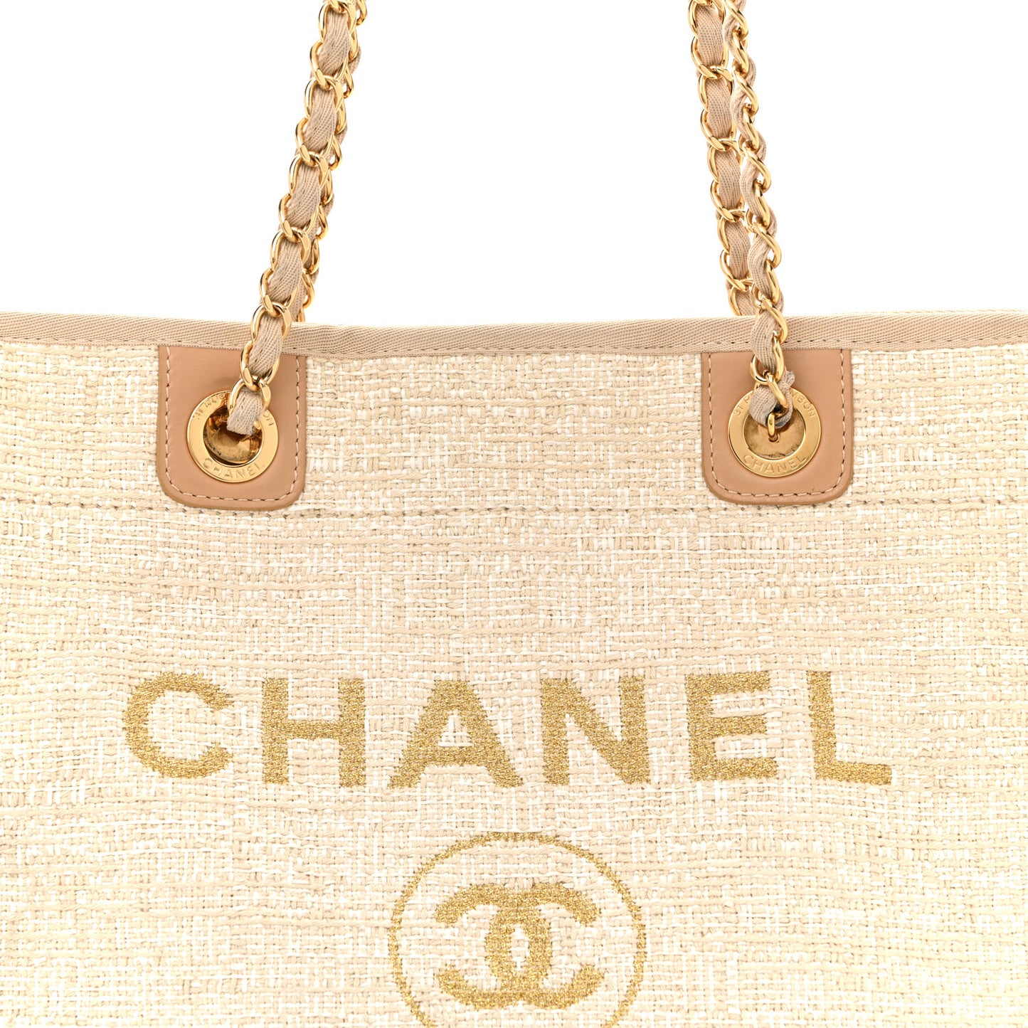 Lurex Boucle Small Deauville Tote Ivory