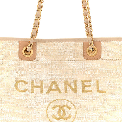 Chanel Lurex Boucle Small Deauville Tote Ivory 8 of 15