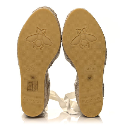 Gucci Nappa Matelasse GG Marmont Ankle Wrap Platform 35/120mm Espadrille Wedges 35 Great White 5 of 8