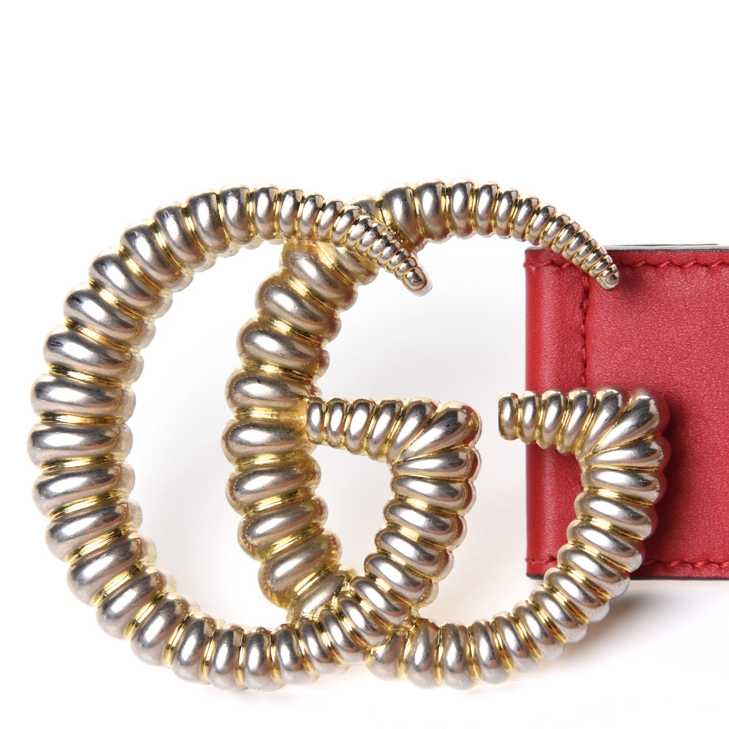Moon Calfskin Torchon Double G 40mm Belt 80 32 Hibiscus Red