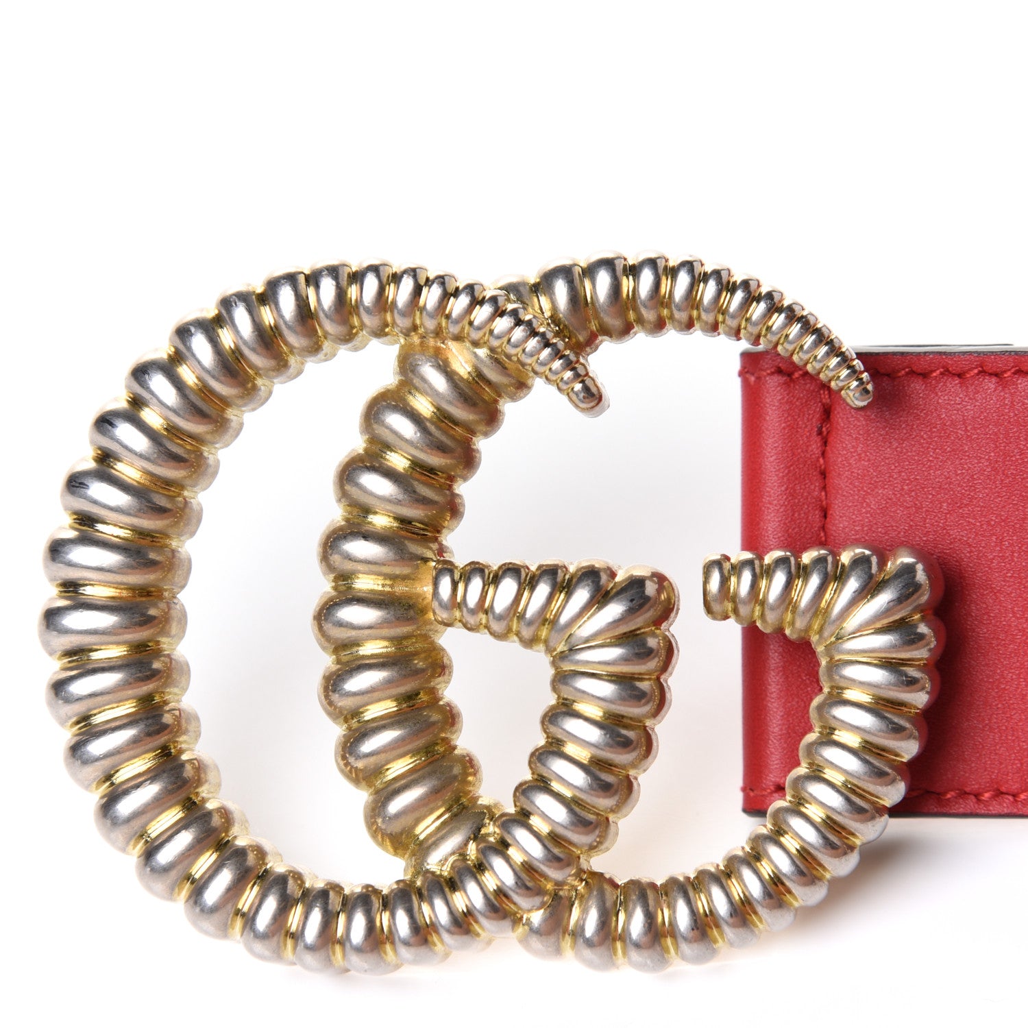 Gucci Moon Calfskin Torchon Double G 40mm Belt 80 32 Hibiscus Red 5 of 5