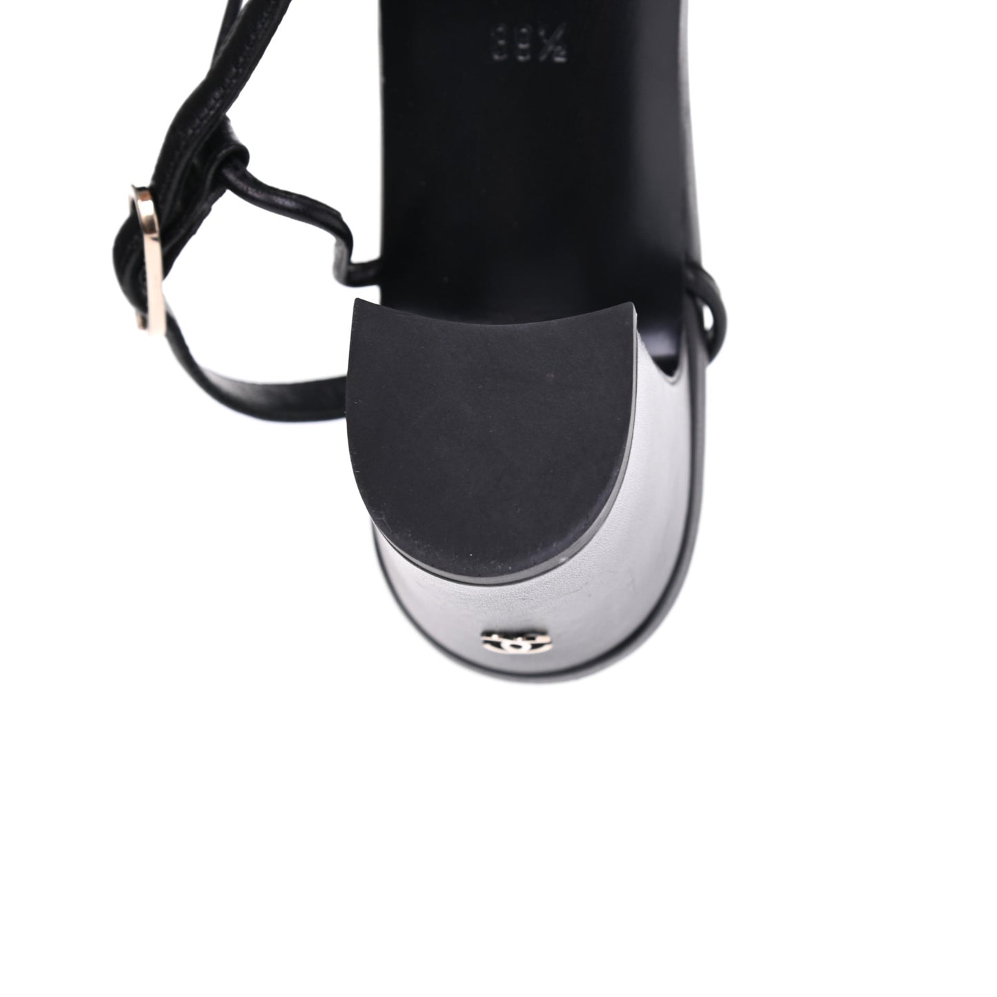 Lambskin Satin Slingback Cap Toe Bow Pumps 39.5 Black