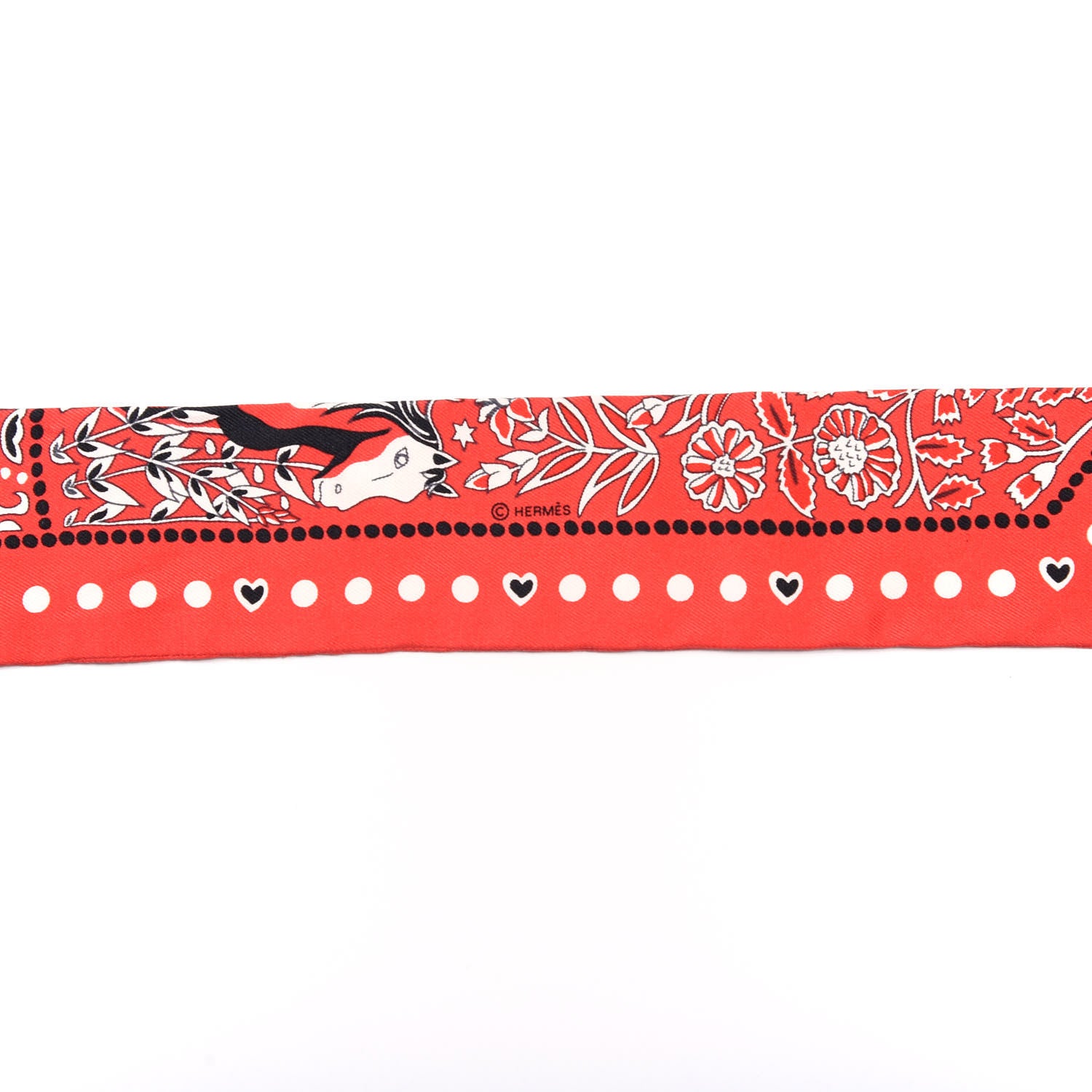 Hermes Silk Entre Ciel Et Mer Twilly Rouge White Black 4 of 6