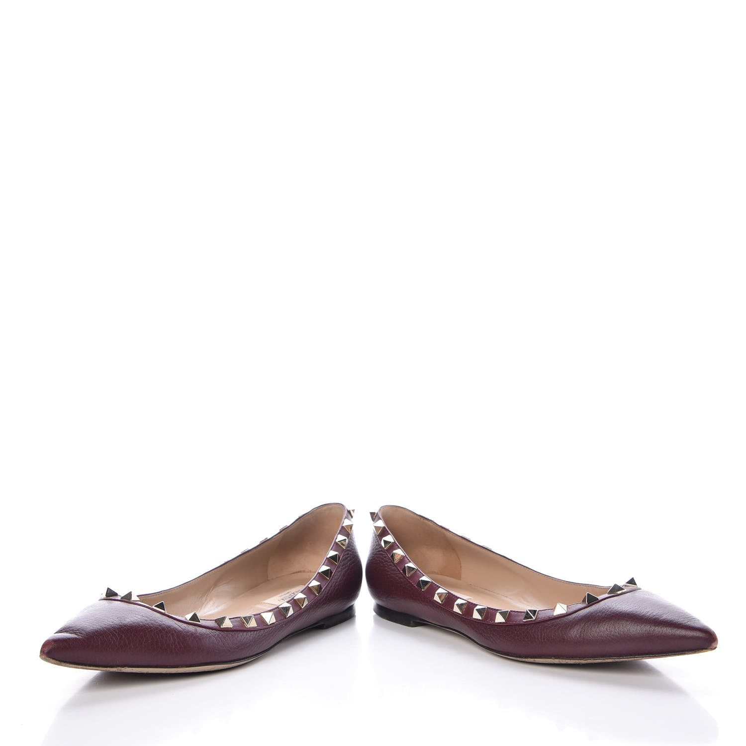 Valentino Garavani Pebbled Calfskin Rockstud Ballerina Flats 38 Rubin 6 of 20