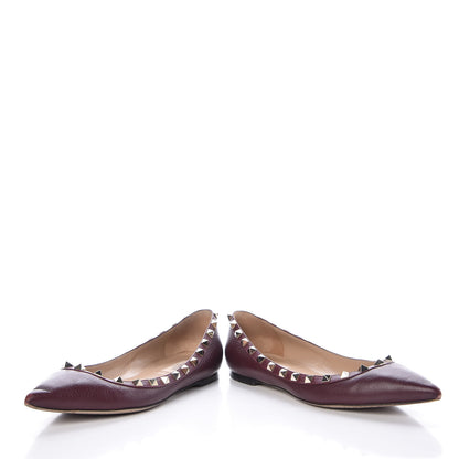 Valentino Garavani Pebbled Calfskin Rockstud Ballerina Flats 38 Rubin 6 of 20