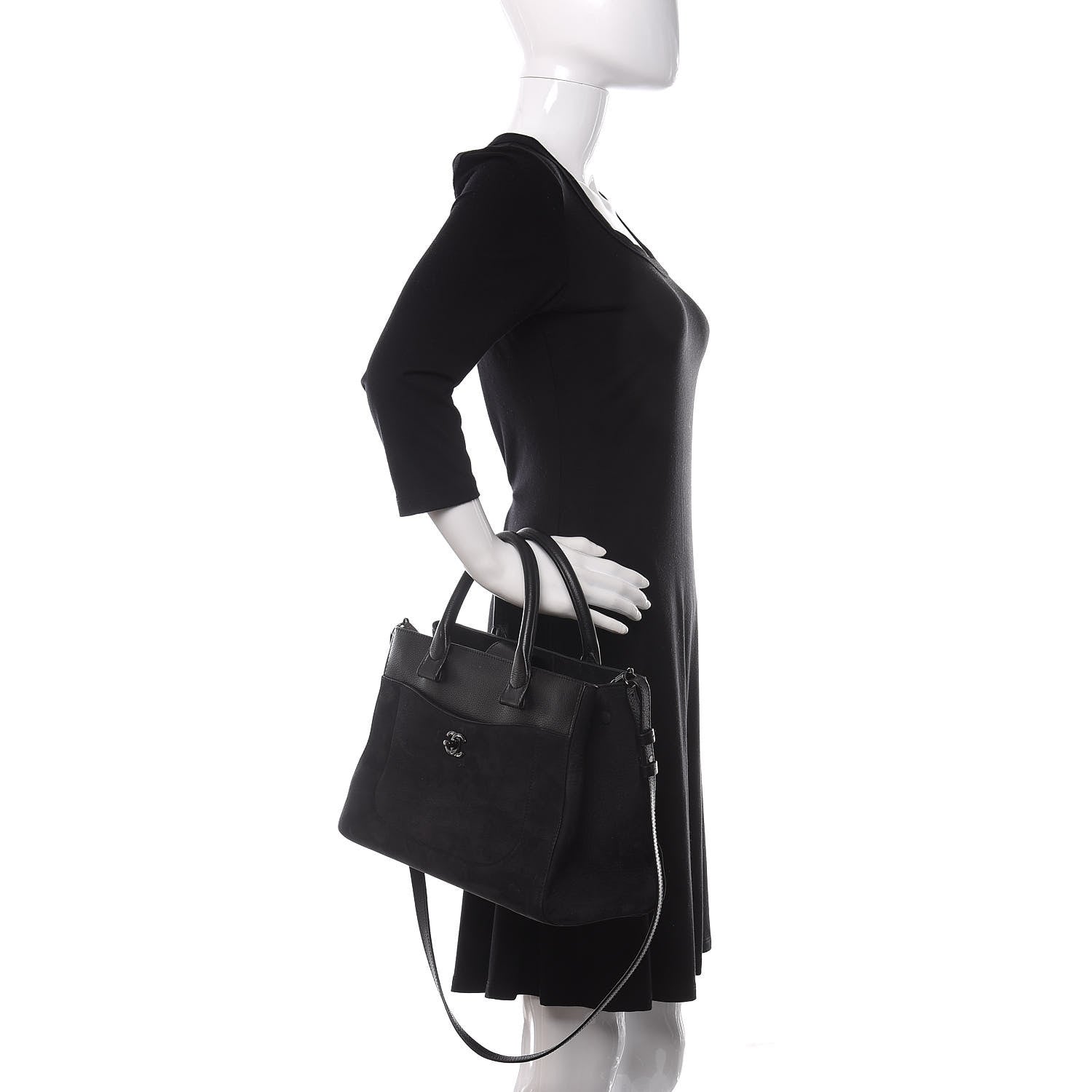 Chanel Grained Calfskin Suede Small Neo Executive Shopper Tote Black 2 of 17