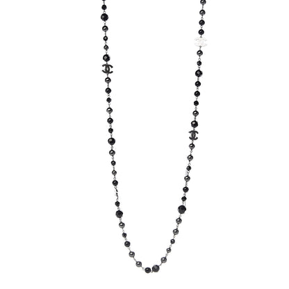 Chanel Pearl Beaded CC Long Necklace Black 1 of 6