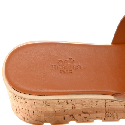 Hermes Calfskin Cork Eze 30 Sandals 40 Marron Glaise 7 of 9