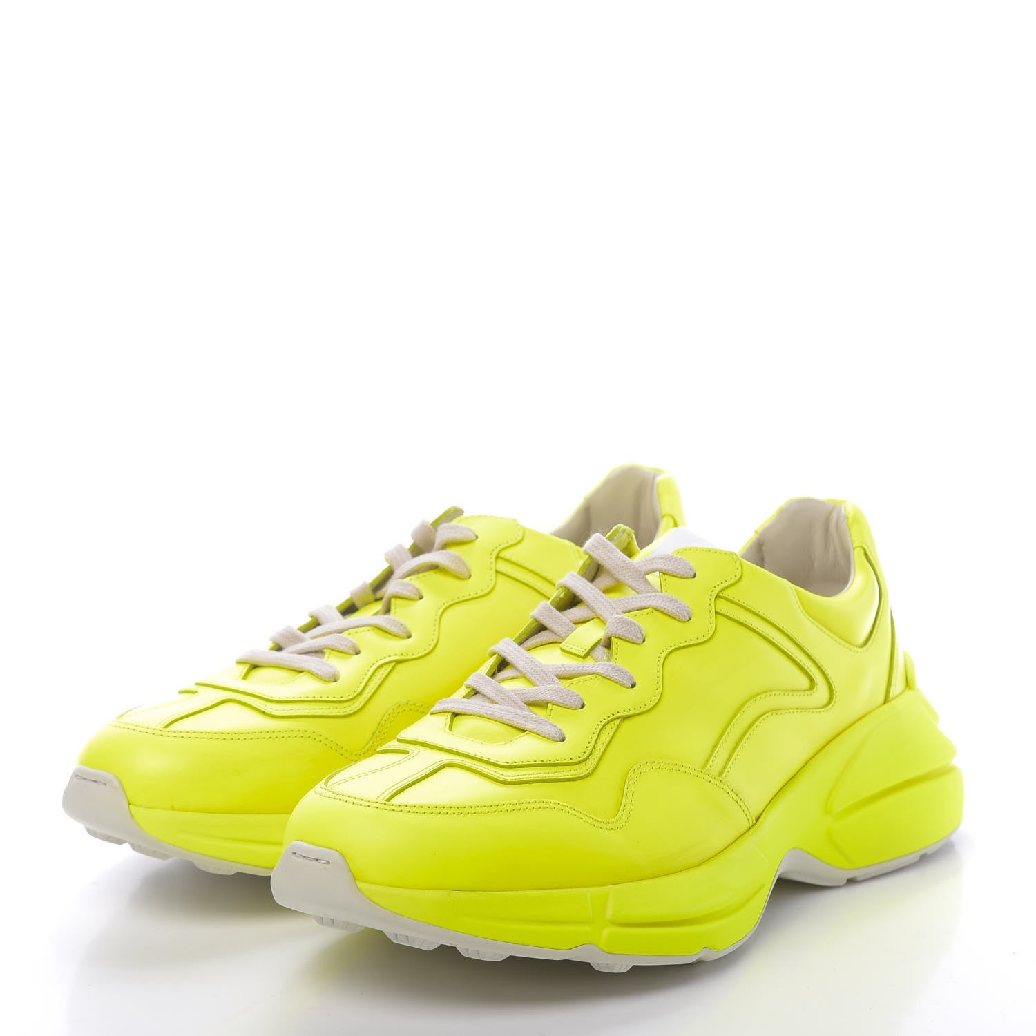 Gucci Calfskin Mens Rhyton Sneakers 11 Yellow Fluo 3 of 10