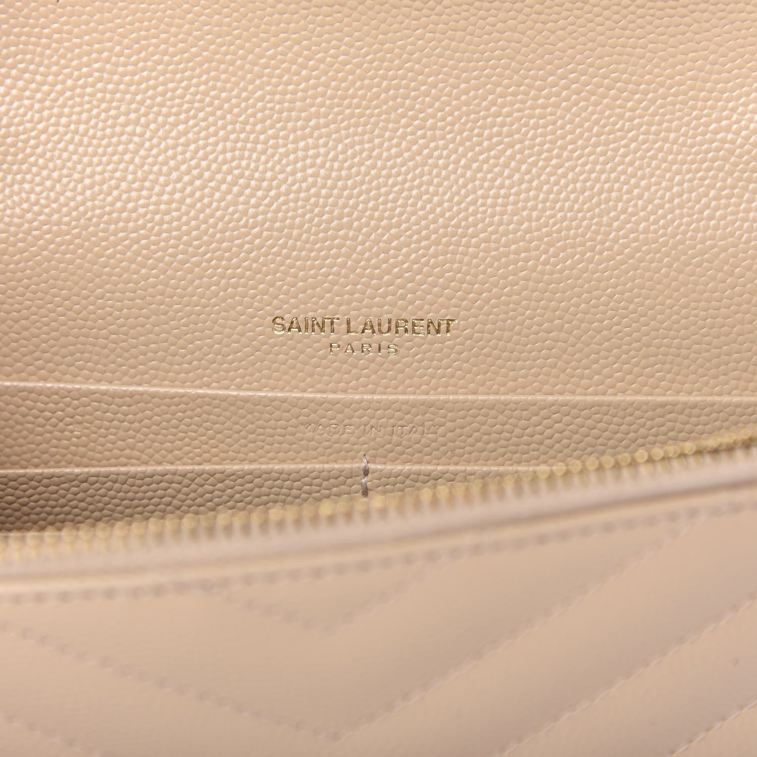 Saint Laurent Grain De Poudre Matelasse Chevron Monogram Envelope Chain Wallet Nude Powder 8 of 10