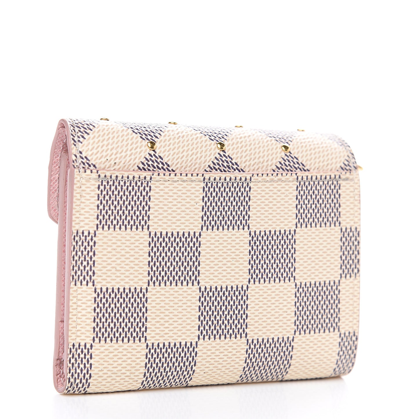 Damier Azur Studded Zoe Wallet Rose Ballerine