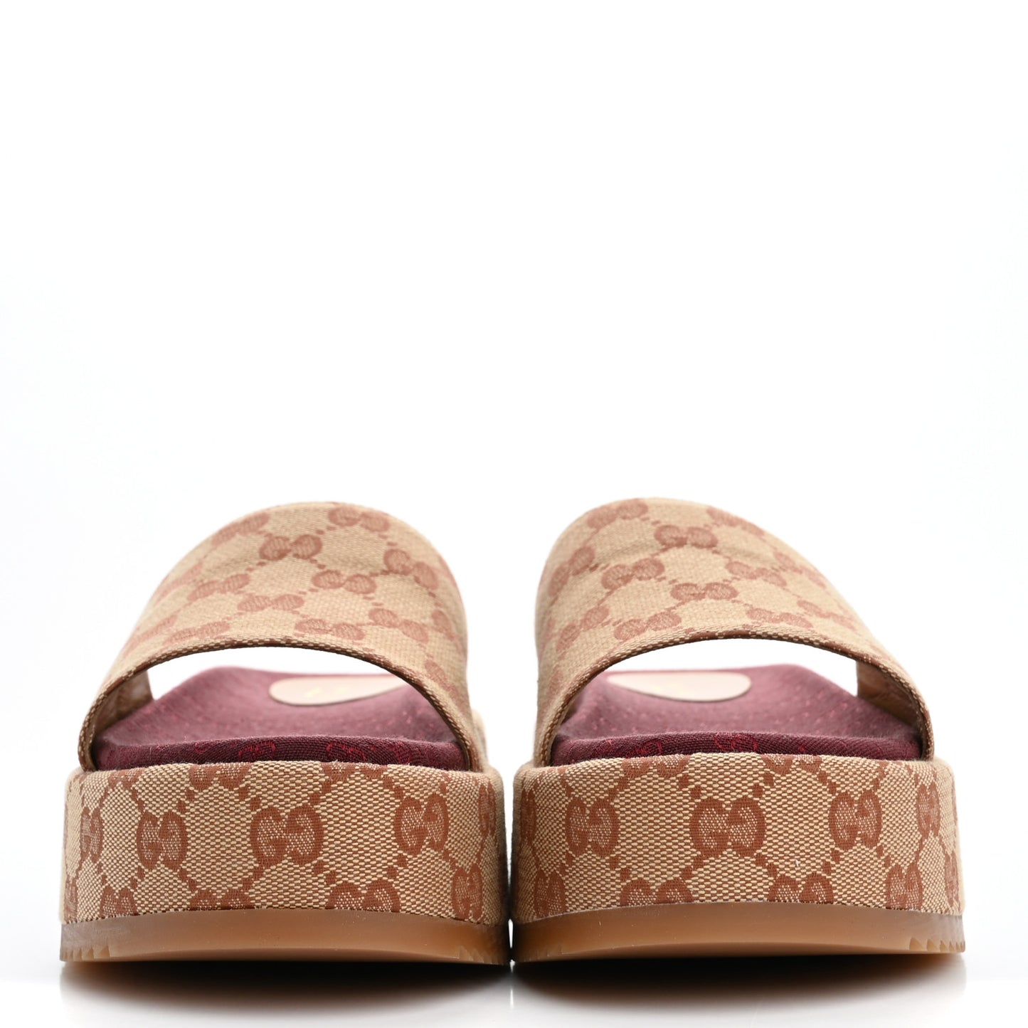 Canvas GG Monogram Angelina Platform Slide Sandals 37.5 Beige Ruggine