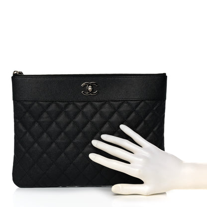 Chanel Caviar Quilted Mademoiselle Vintage Large Zip Pouch Black 2 of 10