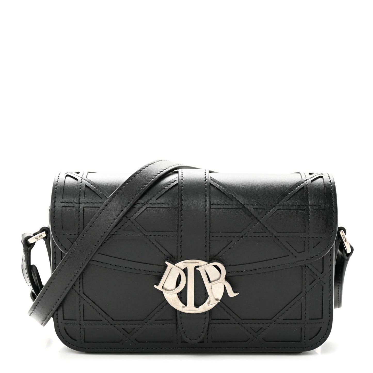 Calfskin Cosmo Laser Cut Cannage Mini Dior Charm Bag Black
