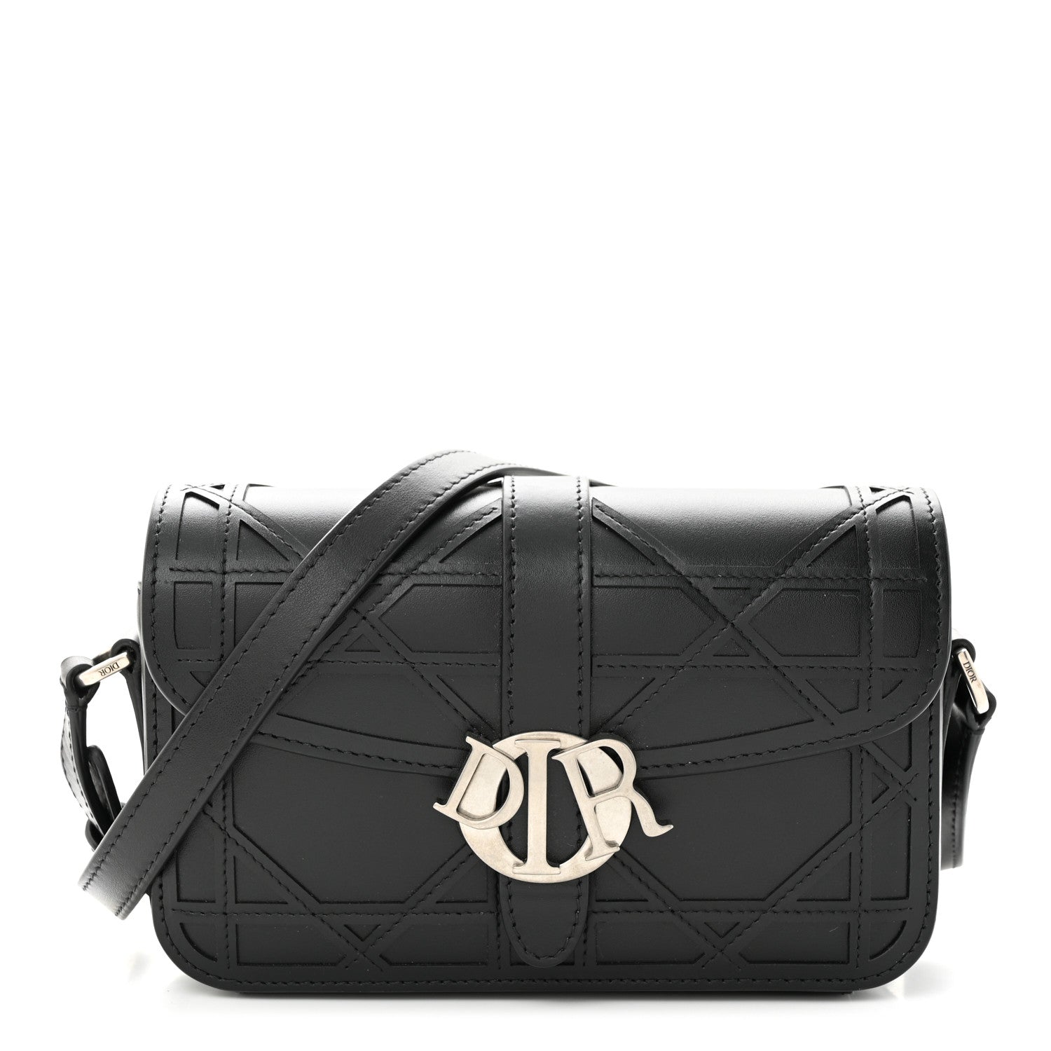 Christian Dior Calfskin Cosmo Laser Cut Cannage Mini Dior Charm Bag Black 1 of 9