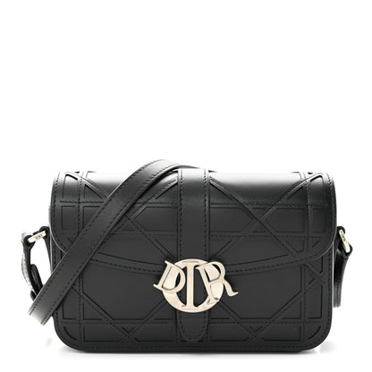 Christian Dior Calfskin Cosmo Laser Cut Cannage Mini Dior Charm Bag Black 1 of 9