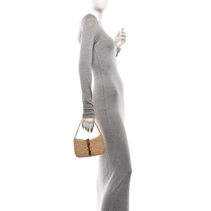 Saint Laurent Raffia Calfskin Le 5 A 7 Mini Hobo Natural Brick 2 of 9
