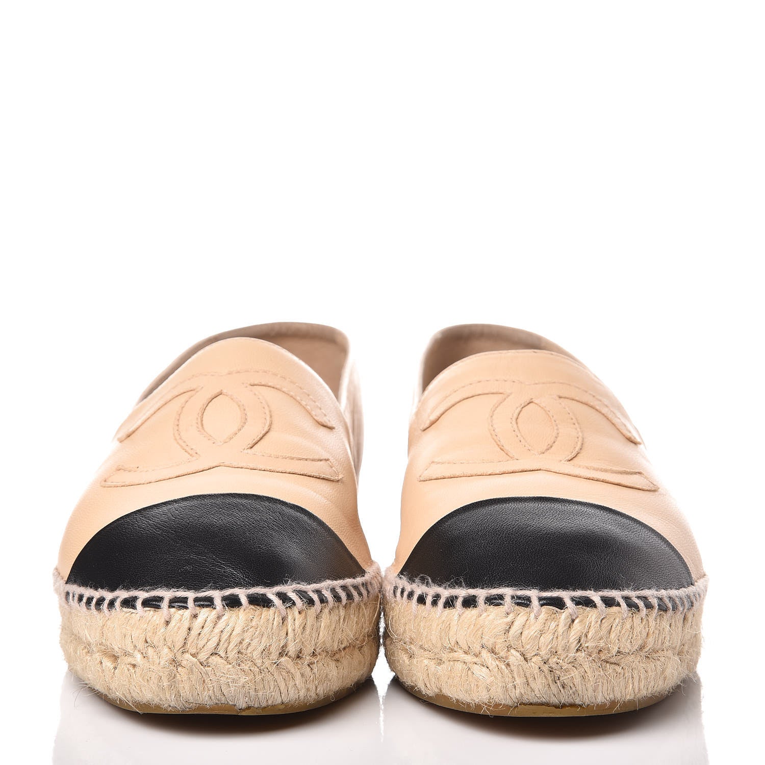 Chanel Lambskin CC Espadrilles 39 Beige Black 2 of 13