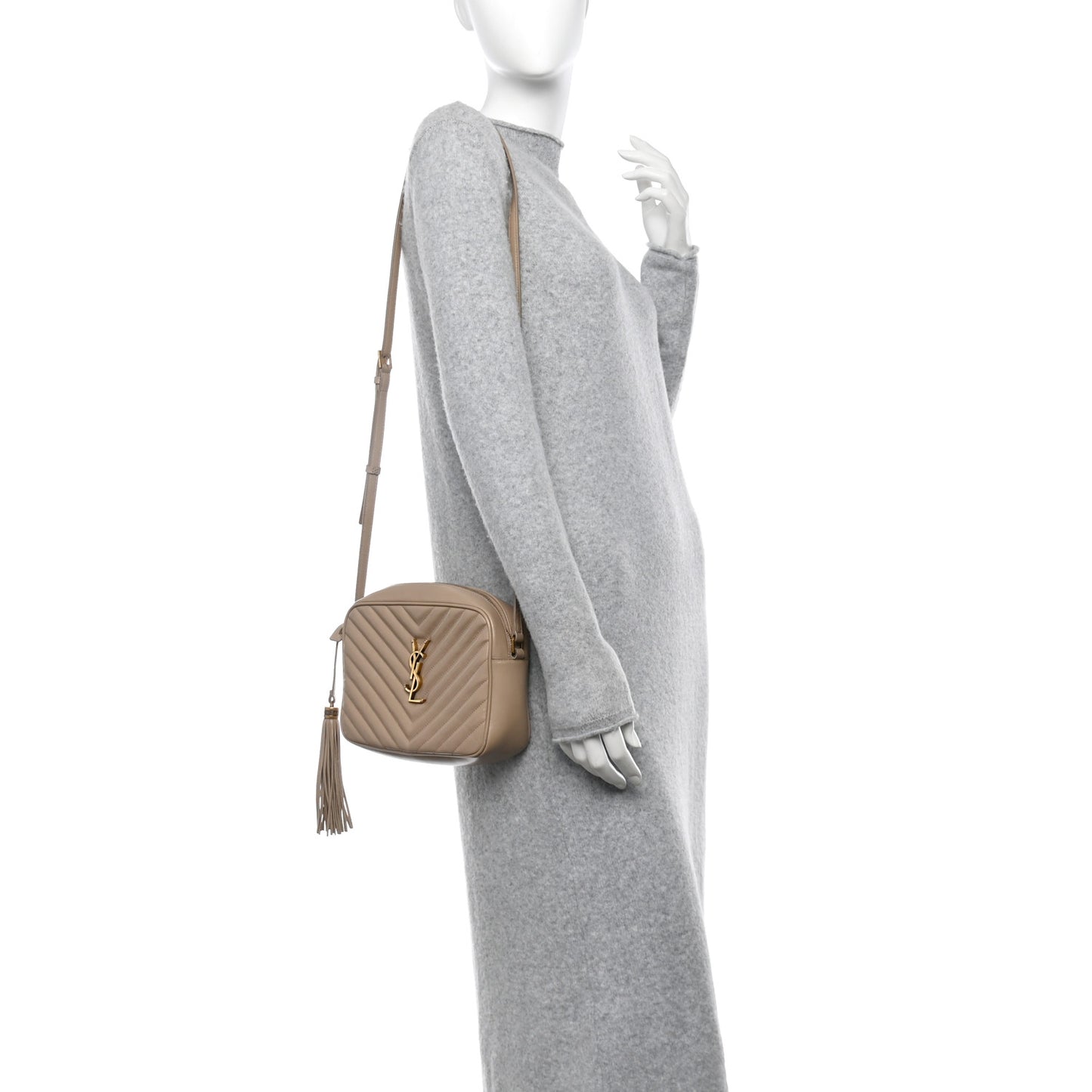 Calfskin Matelasse Monogram Lou Camera Bag Dark Beige