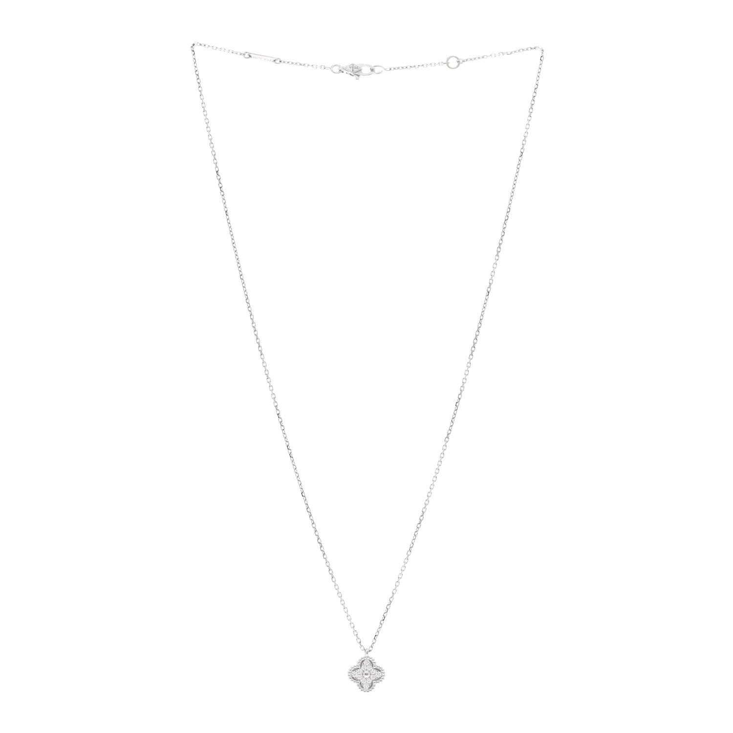 Van Cleef & Arpels 18K White Gold Diamond Sweet Alhambra Pendant Necklace 3 of 6