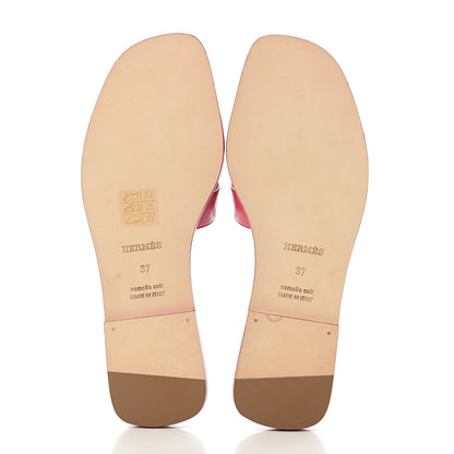 Hermes Chevre Oran Sandals 37 Rouge Azalee 5 of 11