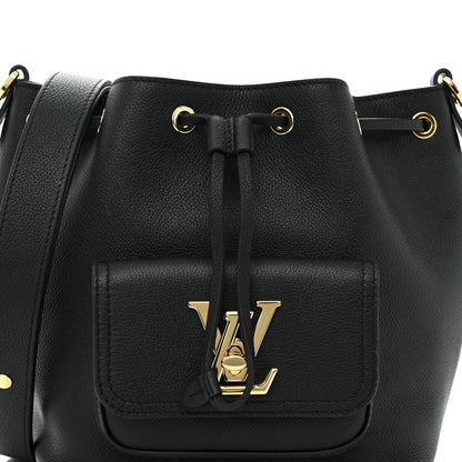 Louis Vuitton Calfskin Lockme Bucket MM Black 7 of 12