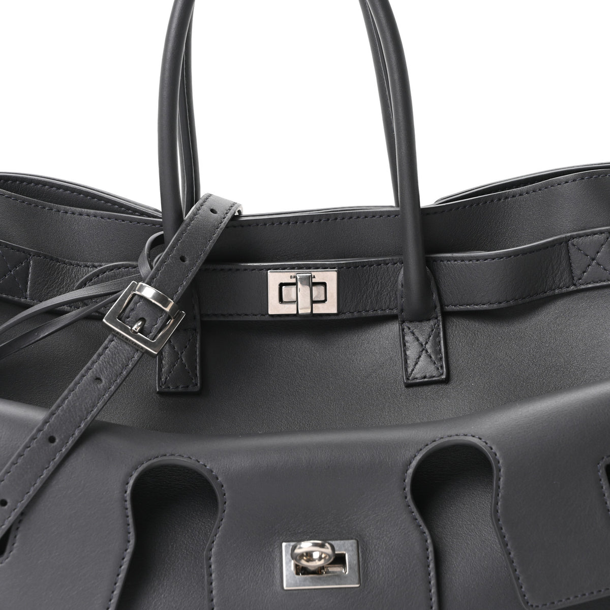 Balenciaga Smooth Calfskin Small Bel Air Carry All Bag Grey 7 of 9