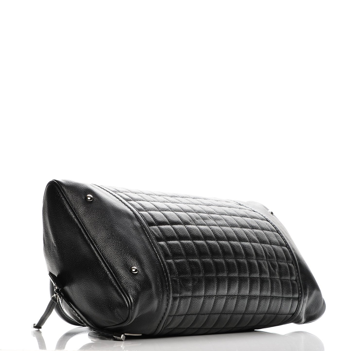 Caviar Square Quilted Dome Satchel Black