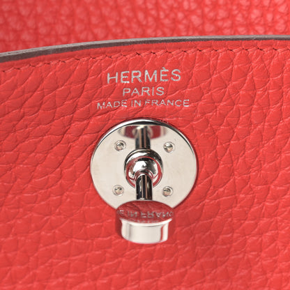 Hermes Taurillon Clemence Mini Lindy 20 Rouge Tomate 6 of 13