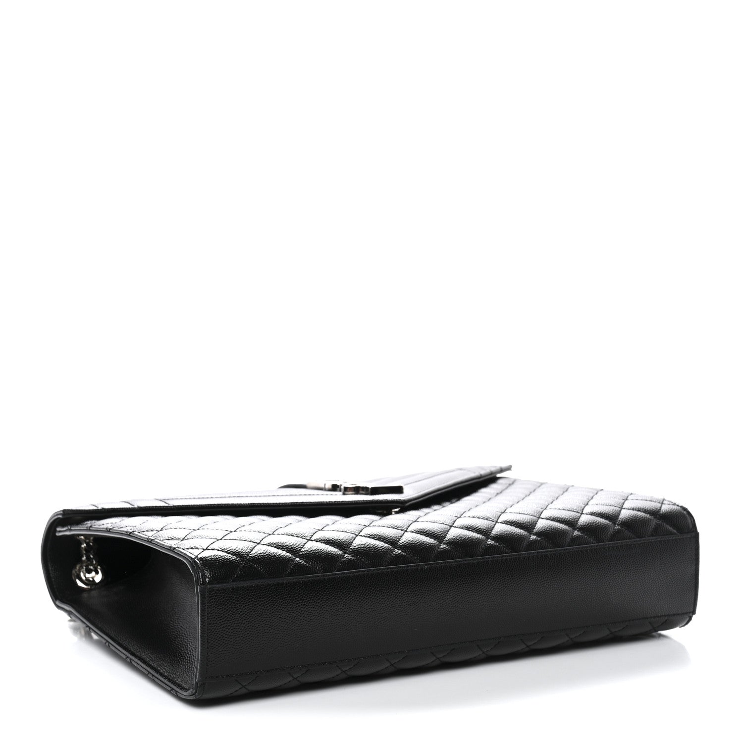 Saint Laurent Grain De Poudre Textured Mixed Matelasse Large Triquilt Monogram Satchel Black 4 of 11