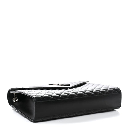 Saint Laurent Grain De Poudre Textured Mixed Matelasse Large Triquilt Monogram Satchel Black 4 of 11