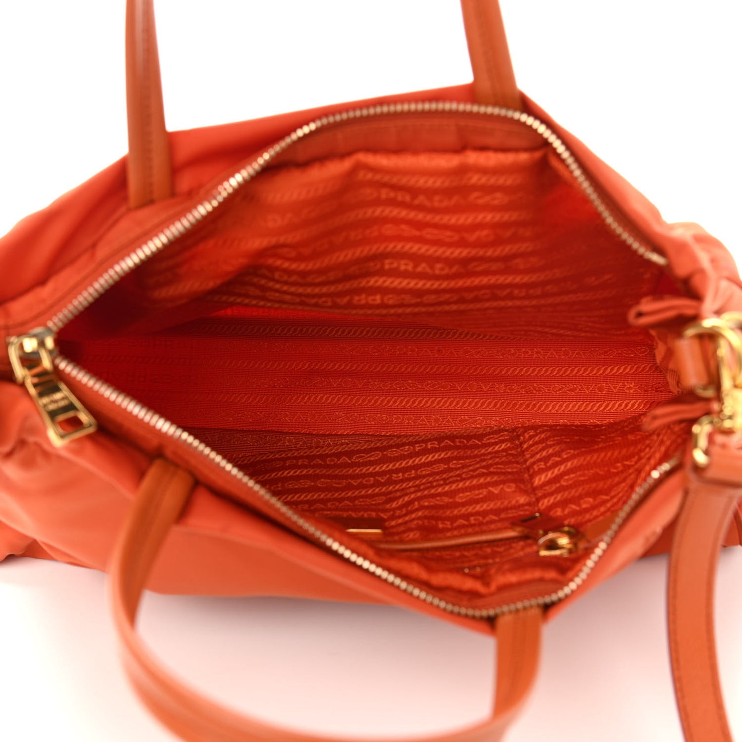 Saffiano Tessuto Nylon Shopping Satchel Orange