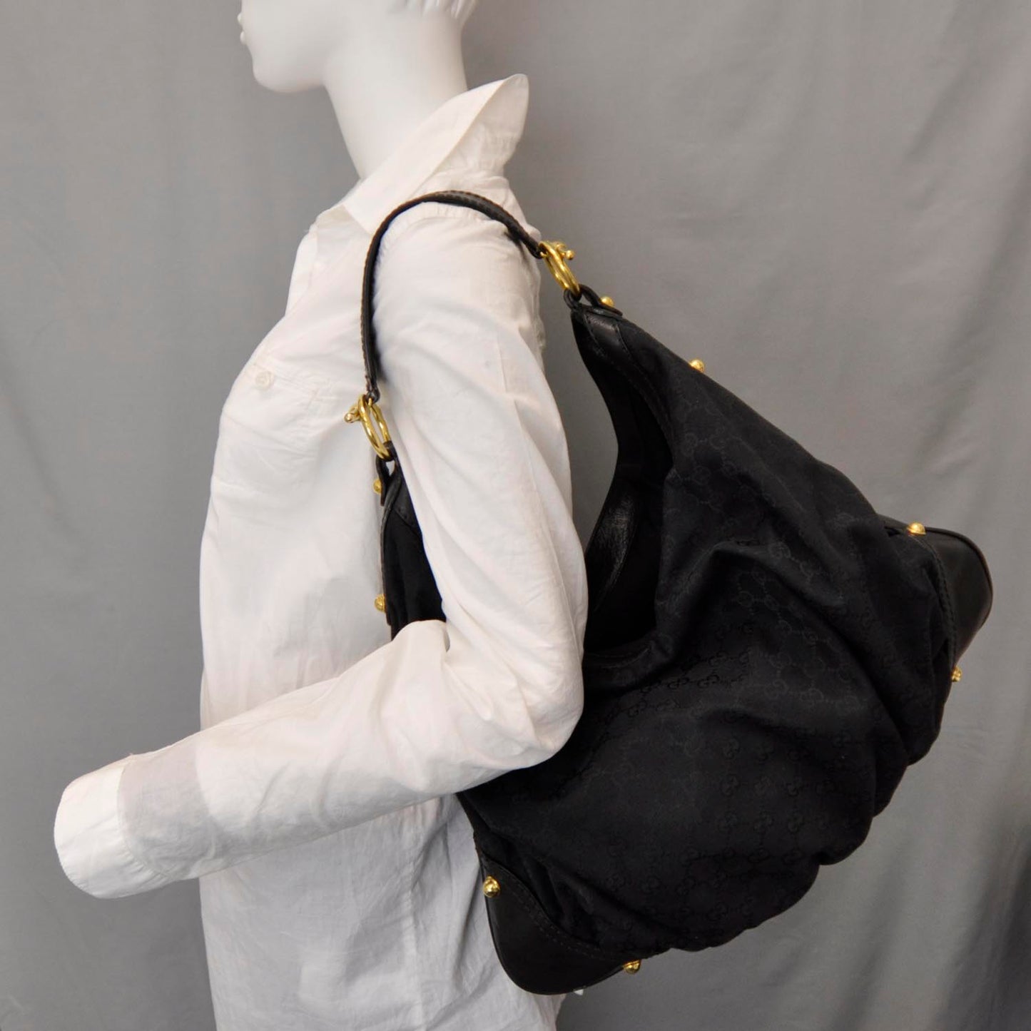 Monogram Large Jockey Hobo Black