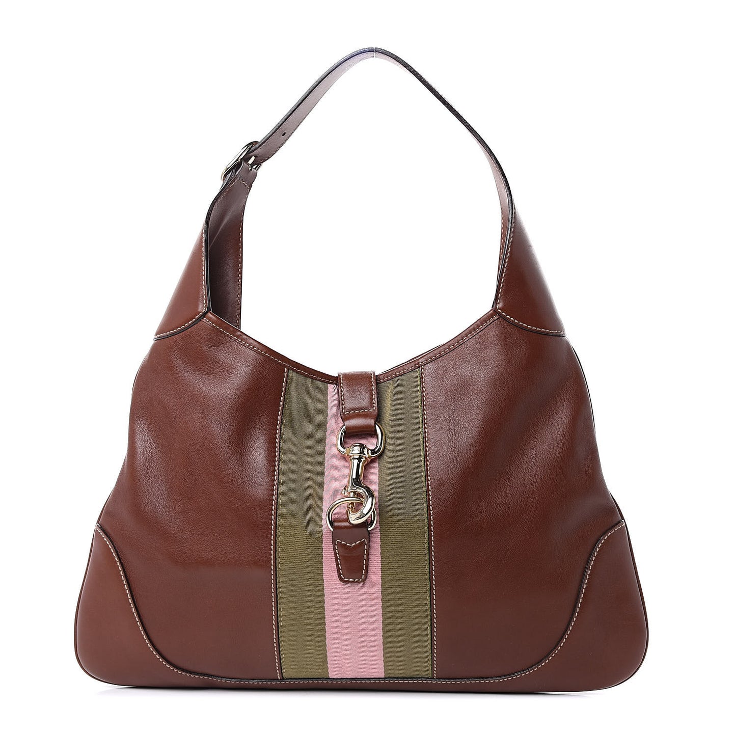 Calfskin Web Medium Jackie O Bouvier Hobo Brown