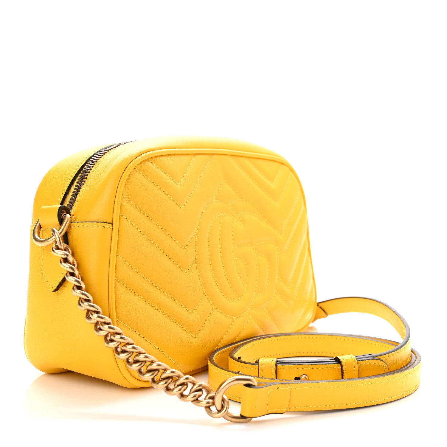 Gucci Calfskin Matelasse Small GG Marmont Chain Shoulder Bag Stone Topaz 3 of 11