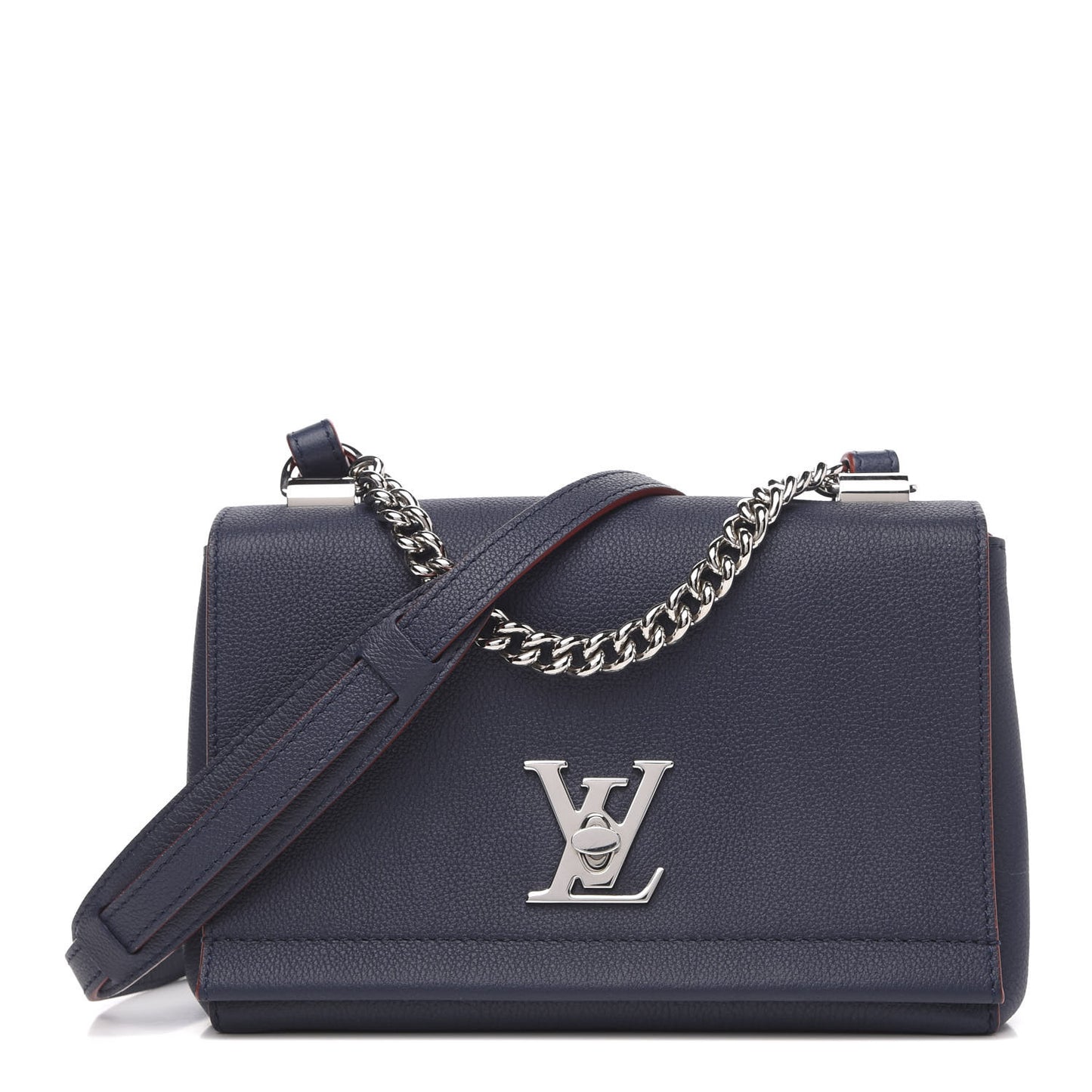 Calfskin Lockme II Chain Bag BB Marine Rouge