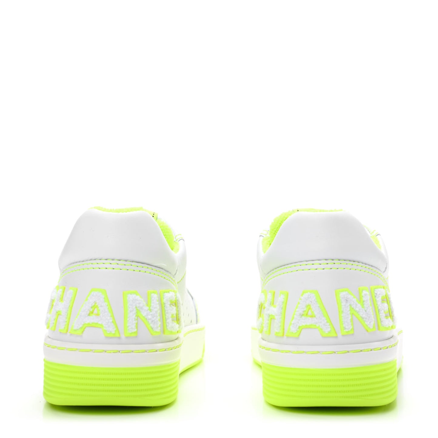 Calfskin Womens Logo Sneakers 36.5 White Yellow