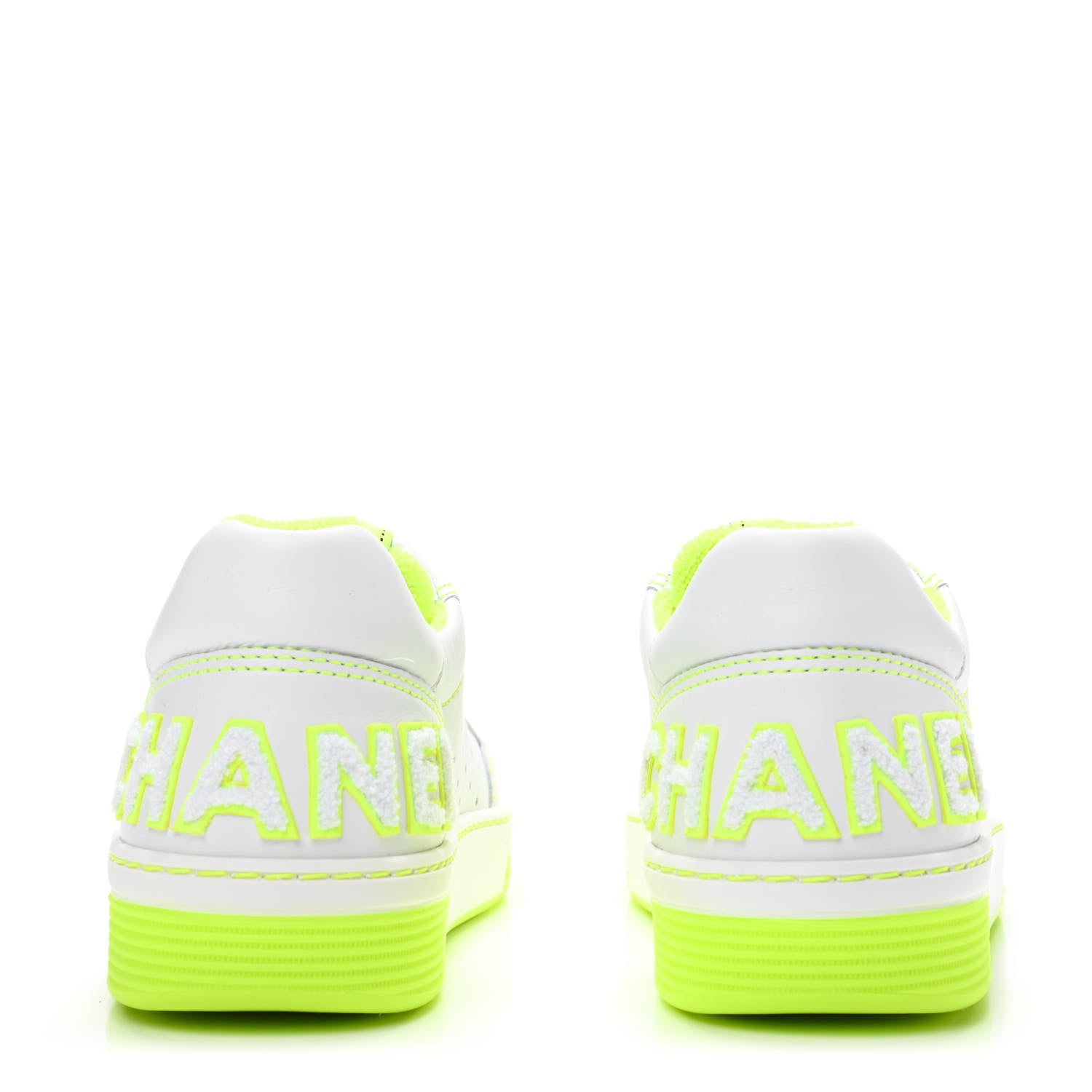 Chanel Calfskin Womens Logo Sneakers 36.5 White Yellow 5 of 9