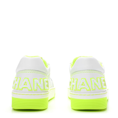Chanel Calfskin Womens Logo Sneakers 36.5 White Yellow 5 of 9
