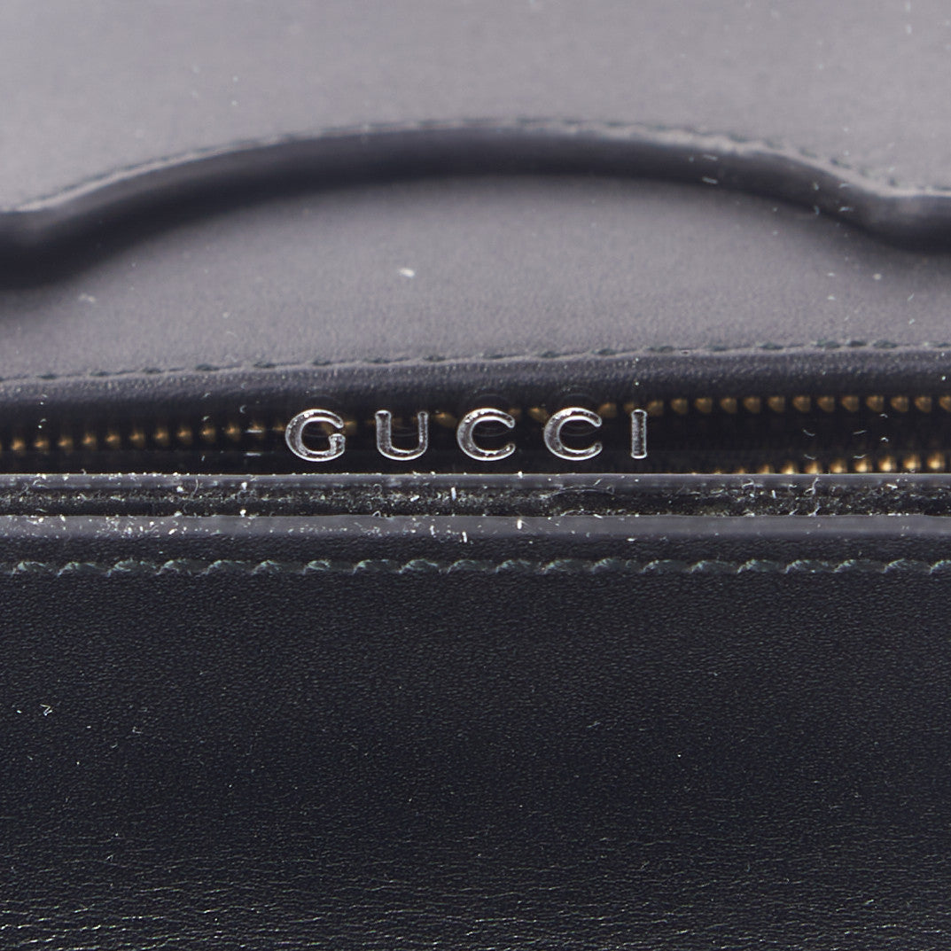 Calfskin Diagonal GG Mini Chain Wallet Black Gold
