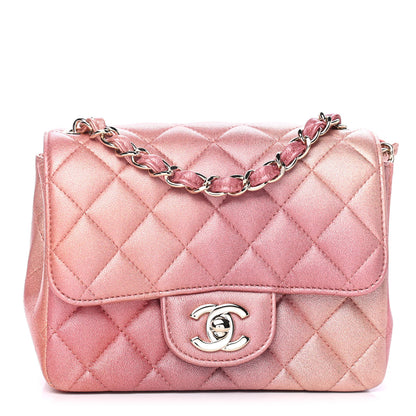 Chanel Metallic Lambskin Quilted Ombre Mini Square Flap Pink 1 of 4