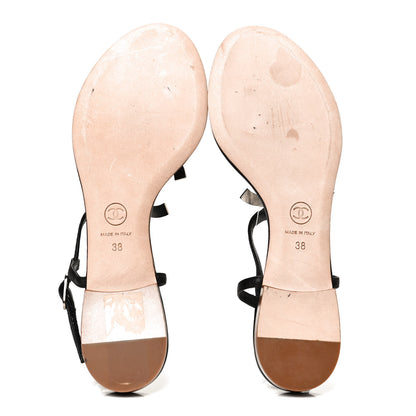 Chanel Calfskin CC Thong Sandals 38 Black 7 of 11
