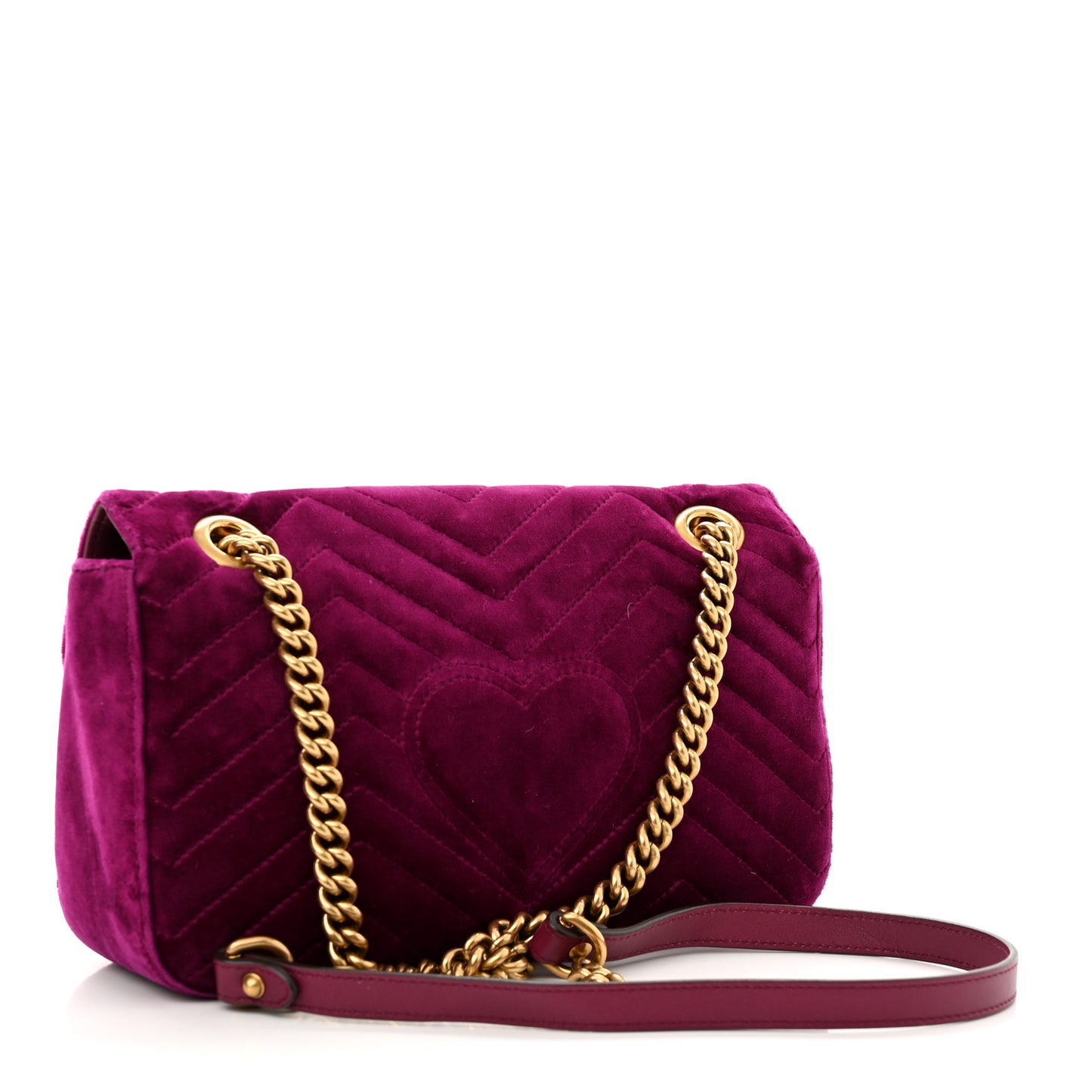 Velvet Matelasse Small GG Marmont Shoulder Bag Fuchsia Violet Cyclamen
