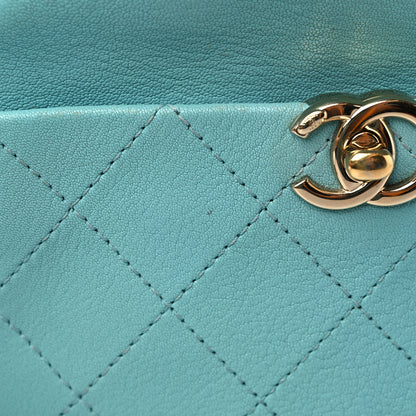 Chanel Goatskin Quilted Small Casual Trip Camera Case Light Blue 15 of 15