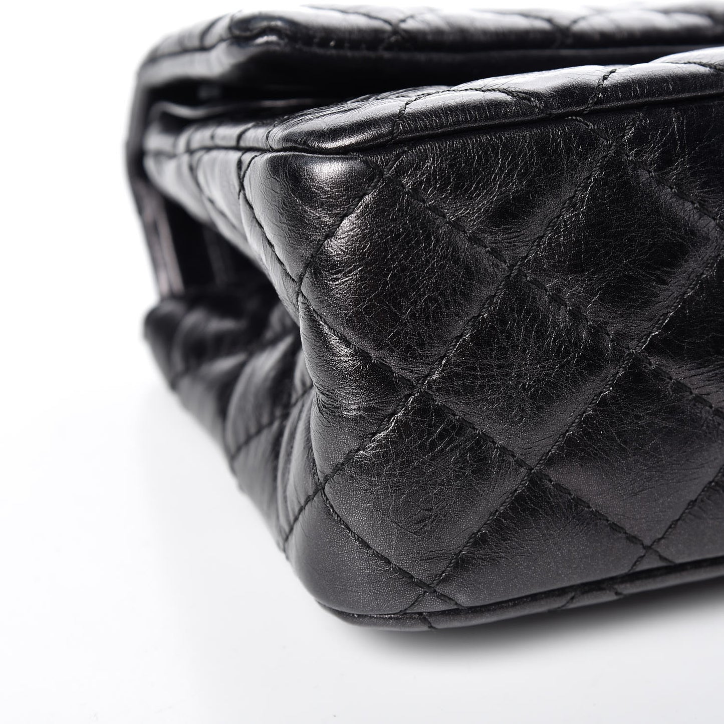 Metallic Aged Calfskin Quilted 2.55 Reissue 225 Flap So Black