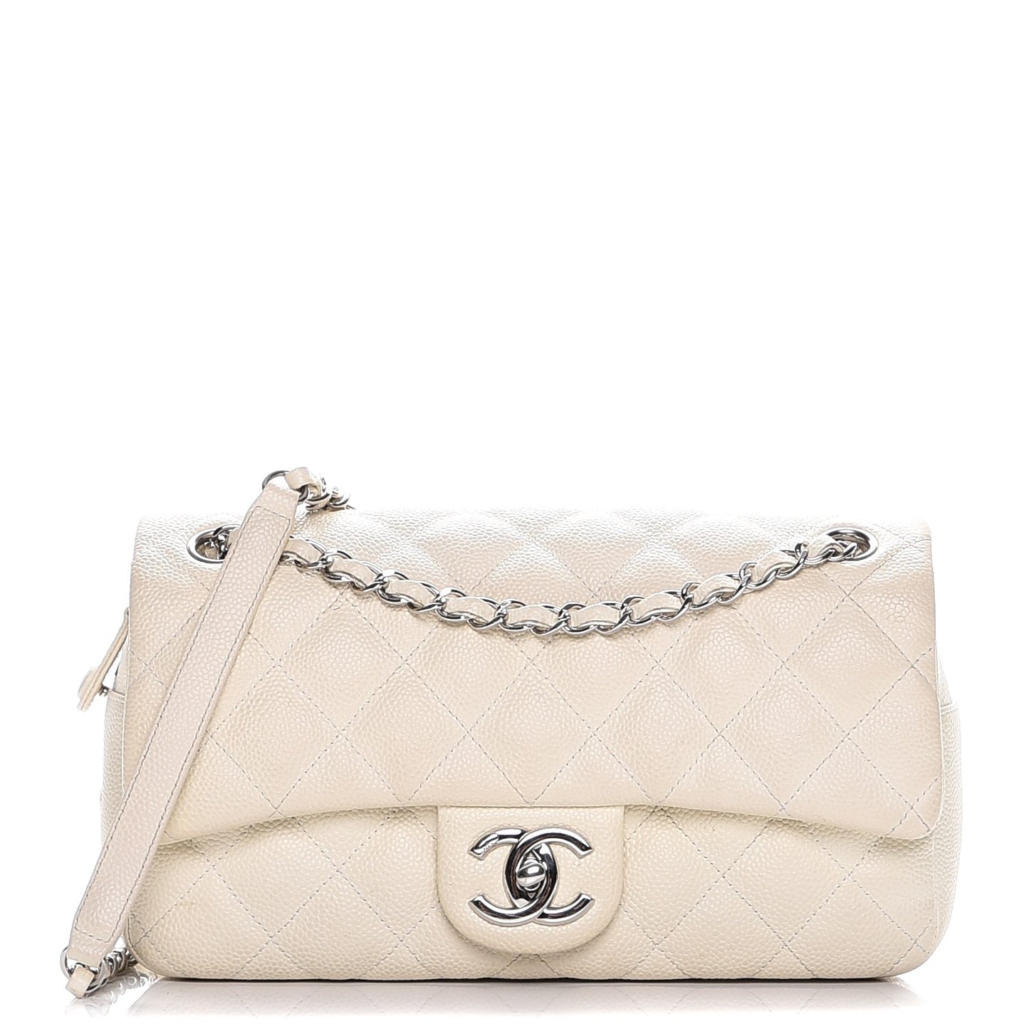Caviar Medium Easy Flap Ivory