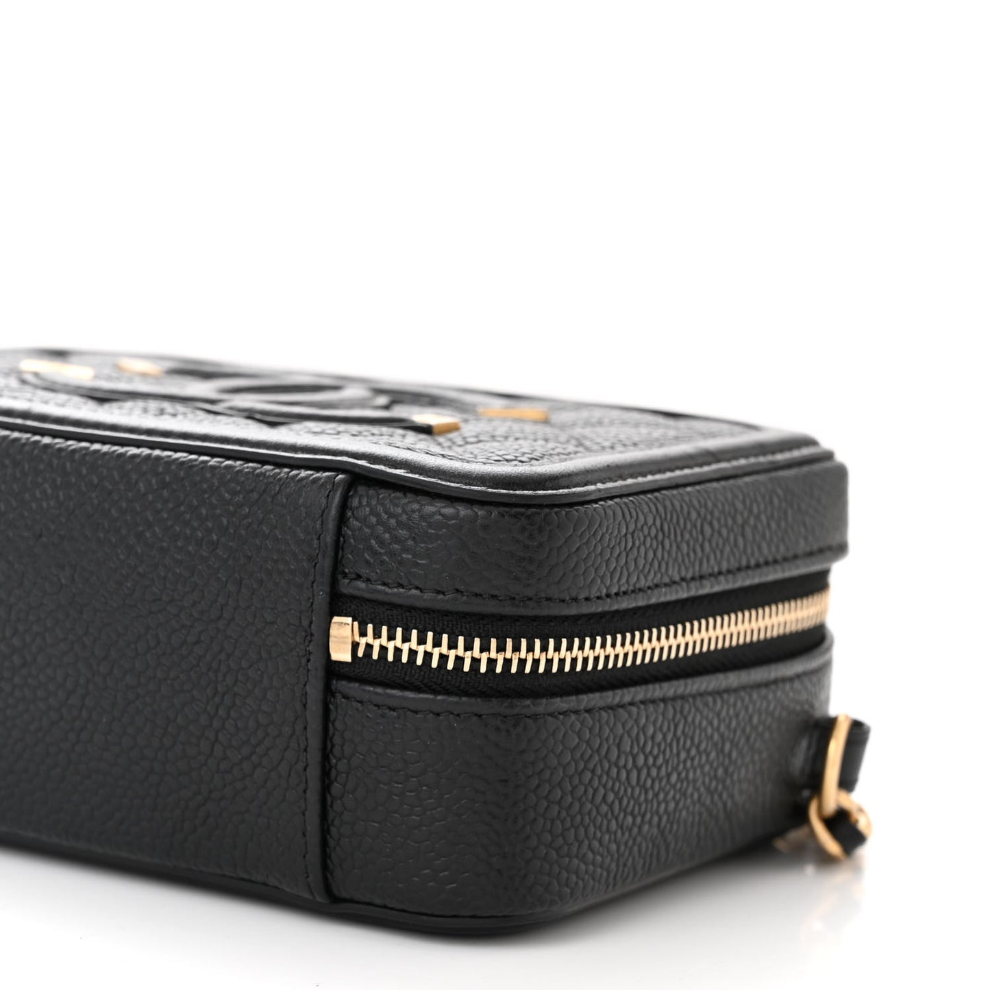 Caviar Quilted CC Filigree Vanity Clutch With Chain Black